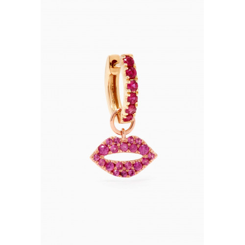 Roxanne First - Scarlett Kiss Pink Sapphire Dangly & Hoop Earring in 14kt Rose Gold