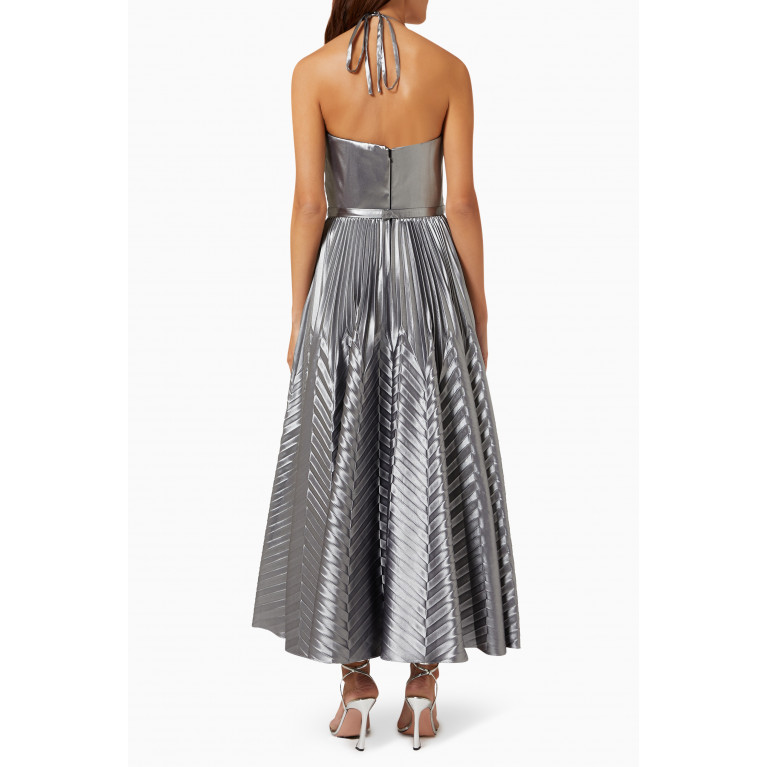 Marchesa Notte - Chevron Pleated Gown in Georgette