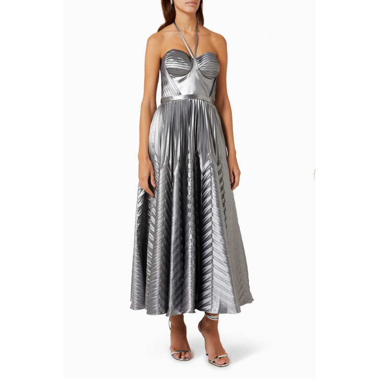 Marchesa Notte - Chevron Pleated Gown in Georgette