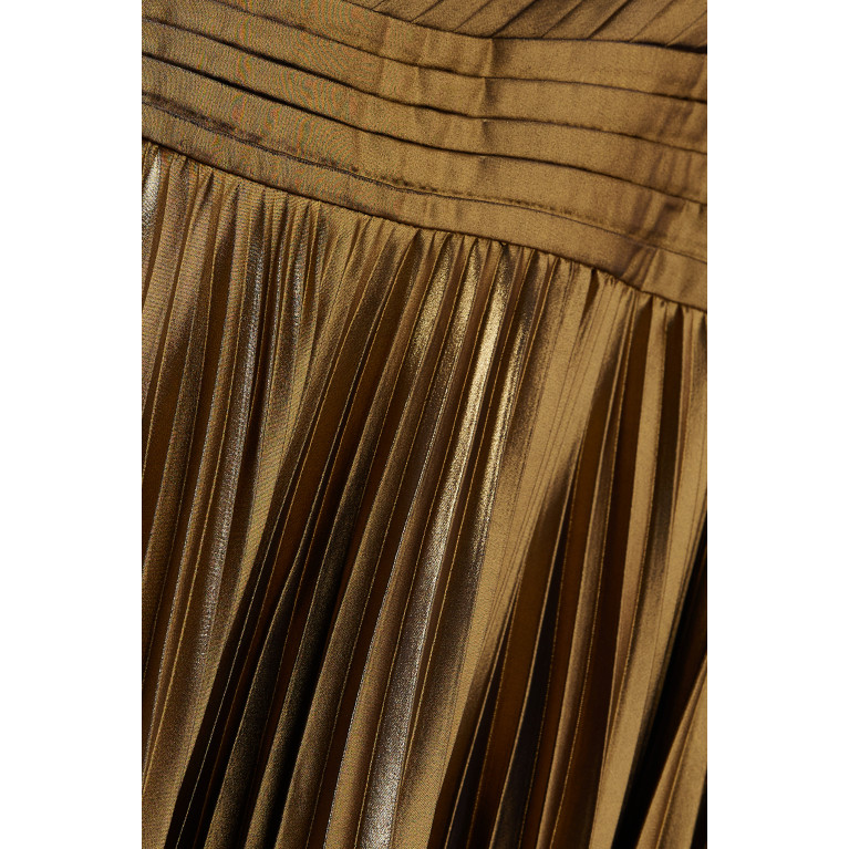 Marchesa Notte - Sunburst One-shoulder Gown in Metallic Georgette