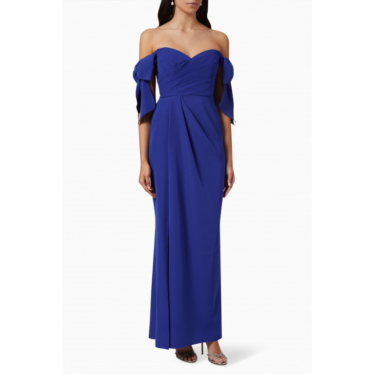 Marchesa Notte - Off-shoulder Column Gown in Stretch-crepe