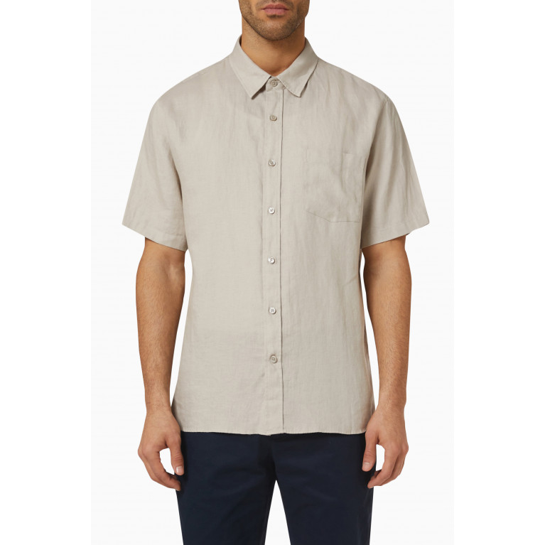 Vince - Short-sleeved Shirt in Linen Neutral