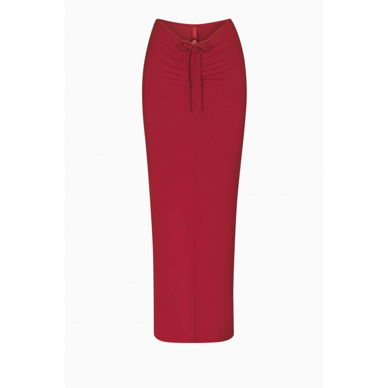 SKIMS - Soft Lounge Ruched Long Skirt Red