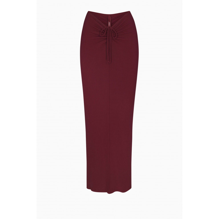SKIMS - Soft Lounge Ruched Long Skirt WINE