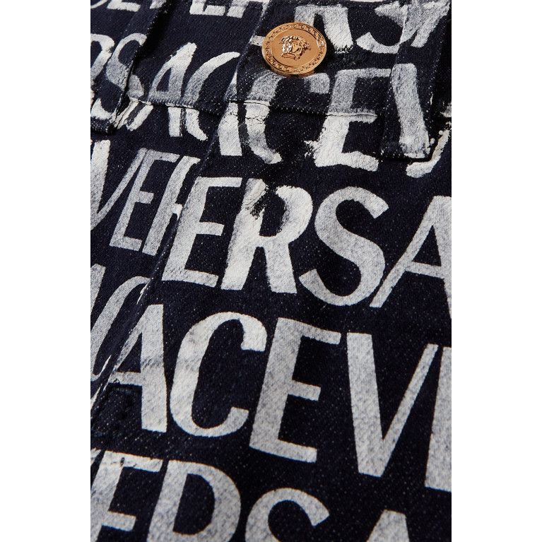 Versace - Versace - All-over Logo Denim Jeans in Cotton