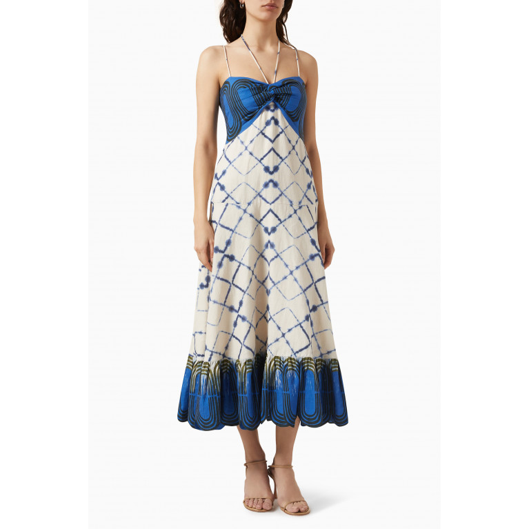 Alexis - Nuri Printed Midi Dress in Linen-cotton