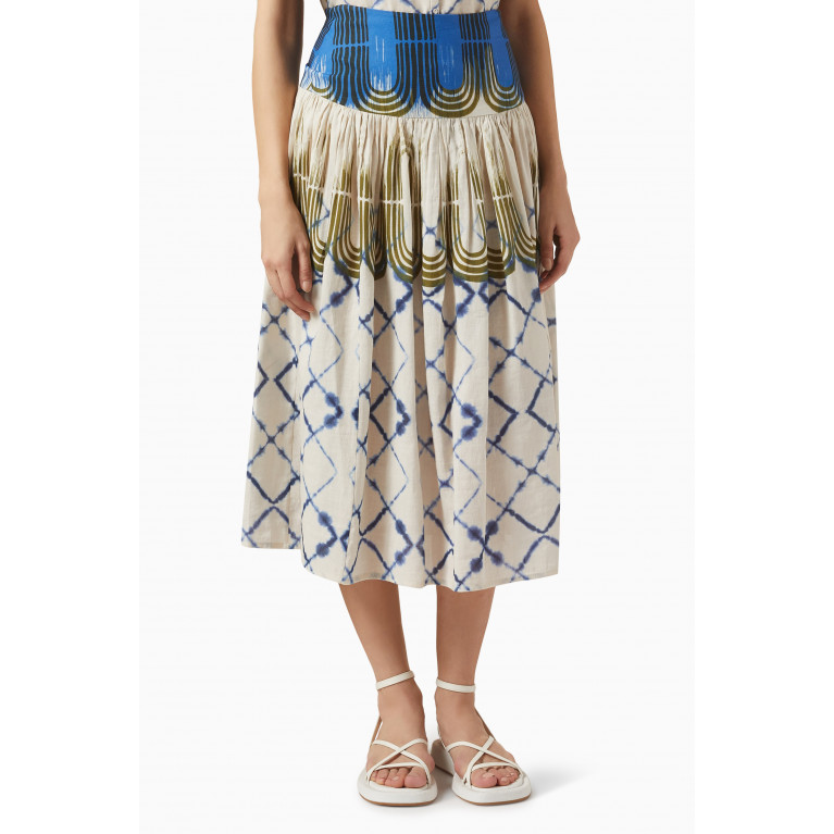 Alexis - Serrano Skirt in Cotton Linen Blue