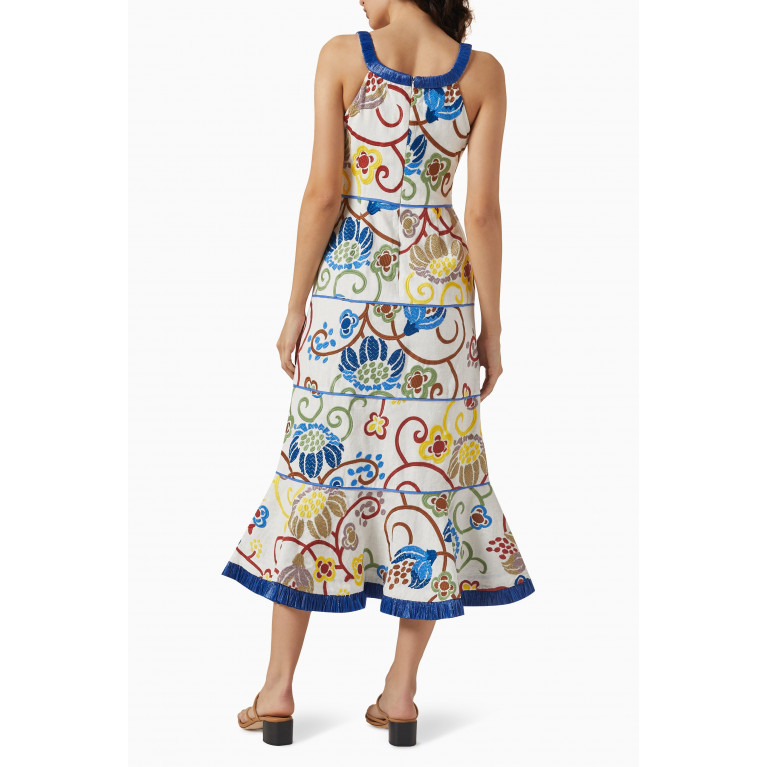 Alexis - Zelda Printed Midi Dress in Linen