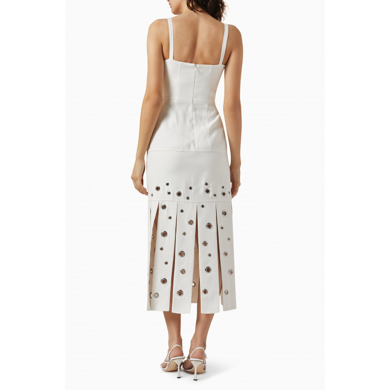 Alexis - Stasia Midi Dress in Linen-blend White