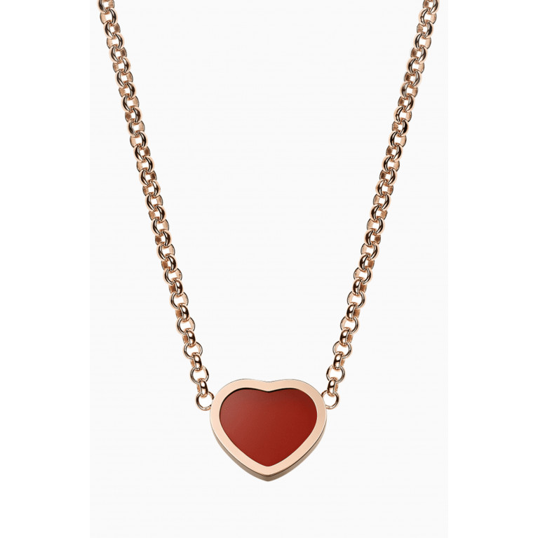 Chopard - My Happy Hearts Carnelian Necklace in 18kt Rose Gold