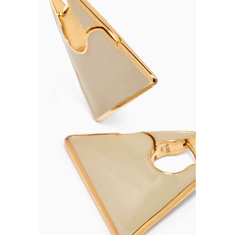 Bottega Veneta - Triangle Enamel Hoop Earrings in 18kt Gold-plated Sterling Silver