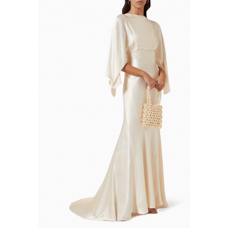 Shona Joy - La Lune Flutter Sleeve Maxi Dress in Satin