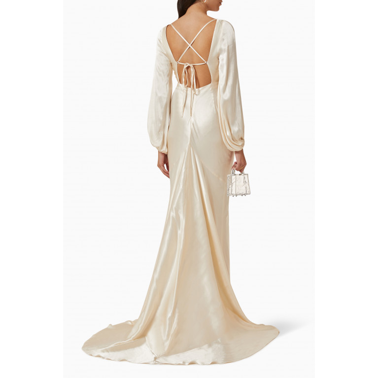 Shona Joy - La Lune Ruched Maxi Dress in Satin