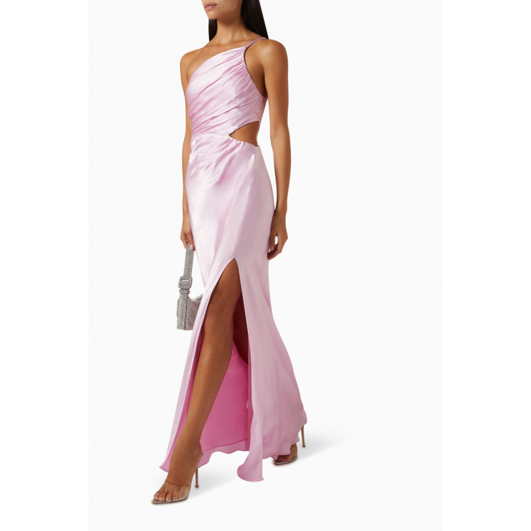 Shona Joy - La Lune Gathered Maxi Dress in Satin Pink