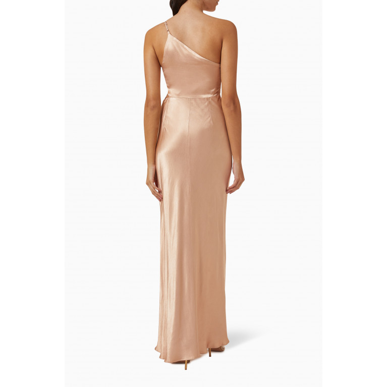 Shona Joy - La Lune Gathered Maxi Dress in Satin Rose Gold