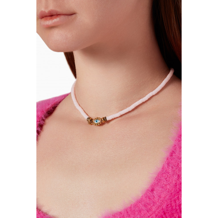 Mon Reve - Karo Mother-of-pearl & Clay Necklace in Gold-tone Brass
