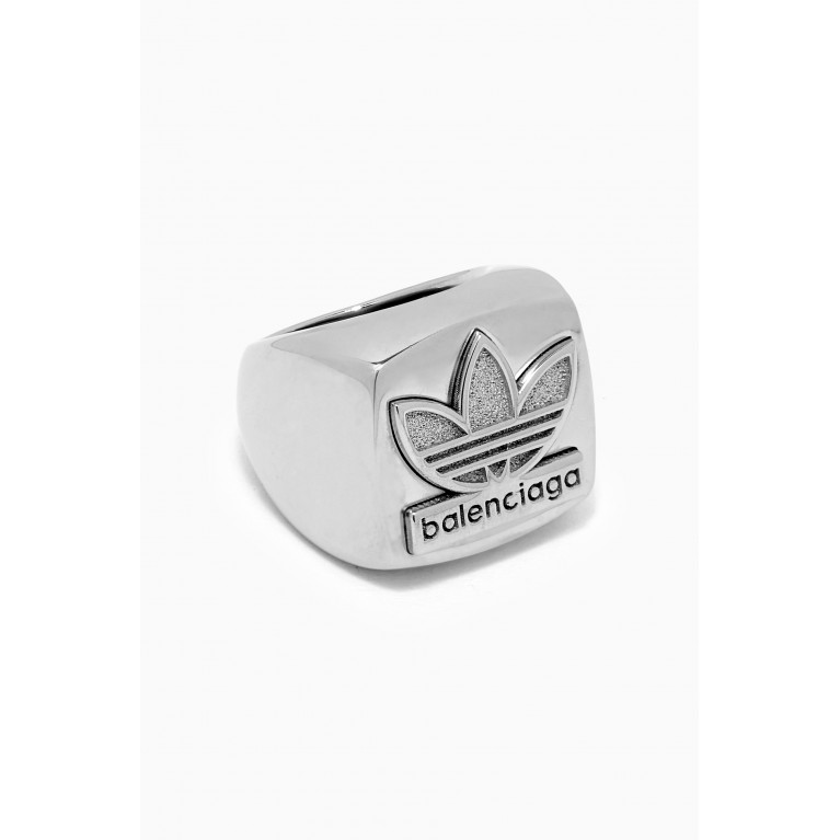 Balenciaga - x Adidas Trefoil Signet Ring in Recycled Sterling Silver