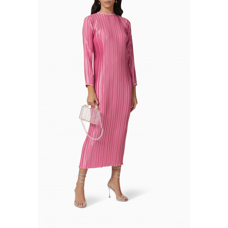 L'idee - Exposition Pleated Midi Dress Pink