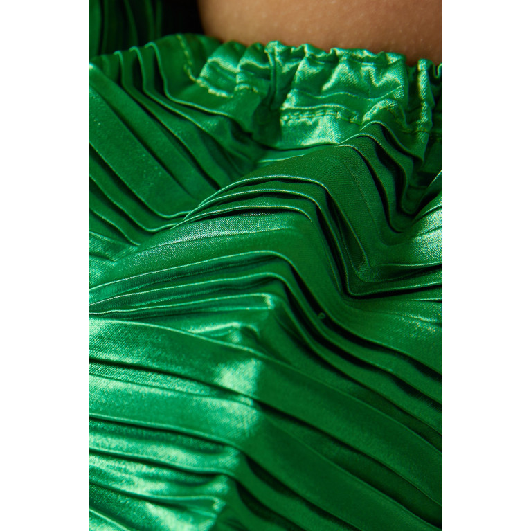 L'idee - Sirene Off-shoulder Pleated Midi Dress Green