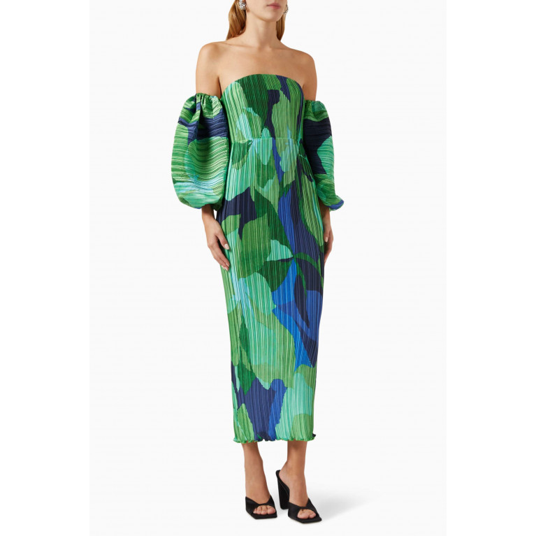 L'idee - Sirene Off-shoulder Pleated Dress Multicolour