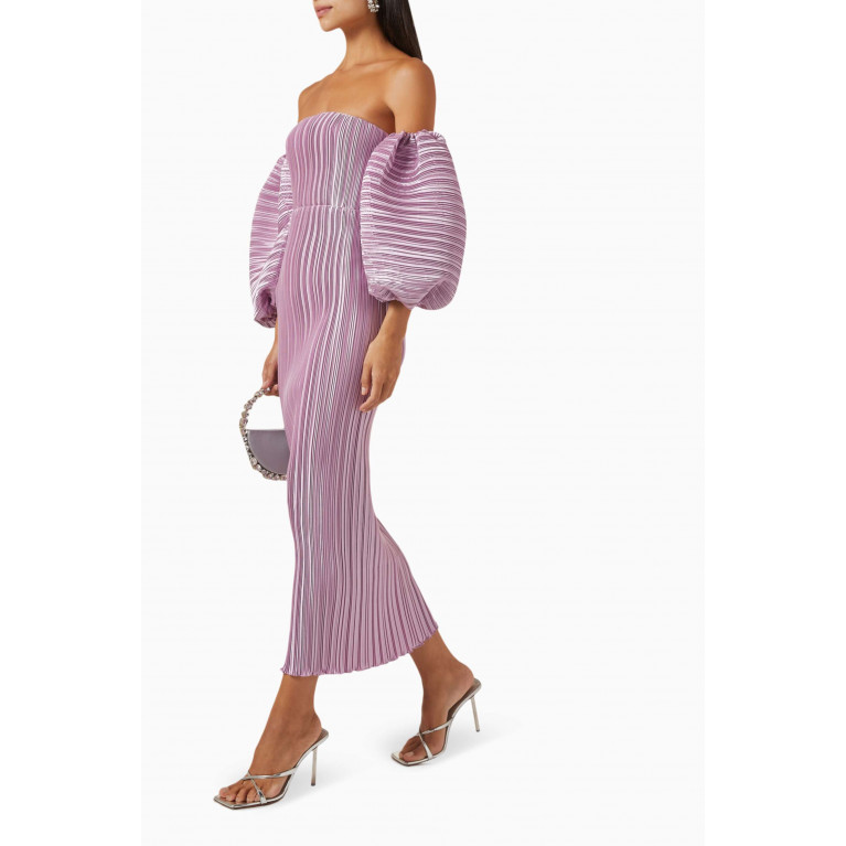 L'idee - Sirene Off-shoulder Pleated Dress Purple