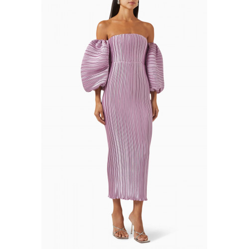 L'idee - Sirene Off-shoulder Pleated Dress Purple