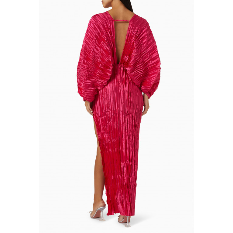 L'idee - De Luxe Crinkled Pleated Maxi Dress Pink