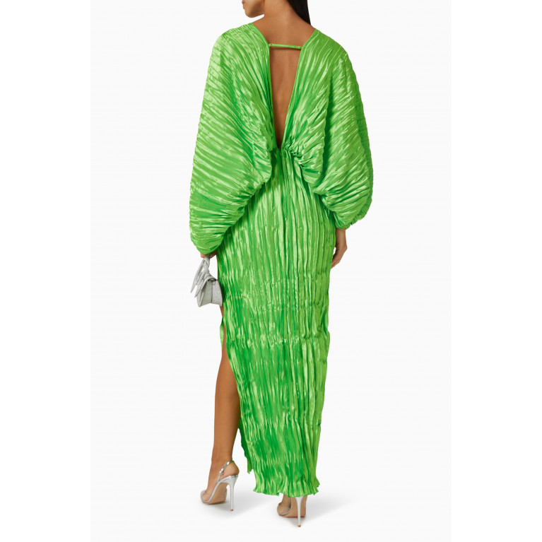 L'idee - De Luxe Crinkled Pleated Maxi Dress Green