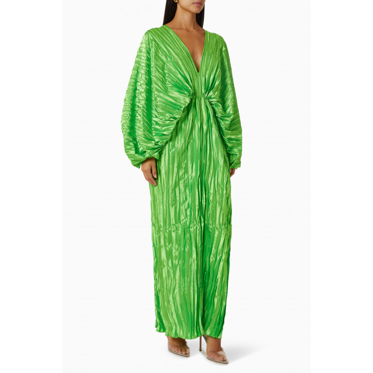 L'idee - De Luxe Crinkled Pleated Maxi Dress Green
