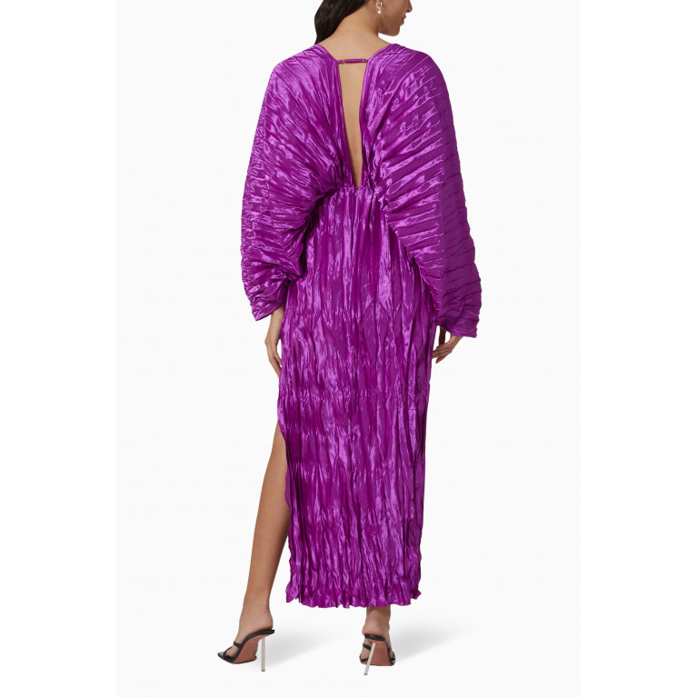 L'idee - De Luxe Crinkled Pleated Maxi Dress Purple