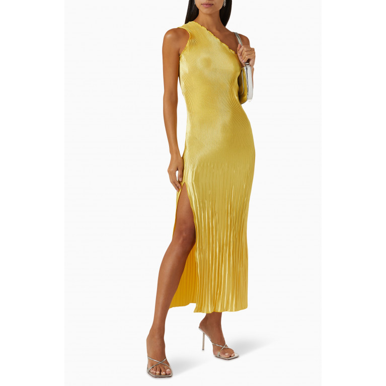 L'idee - Soiree Gigi One-shoulder Midi Dress Yellow