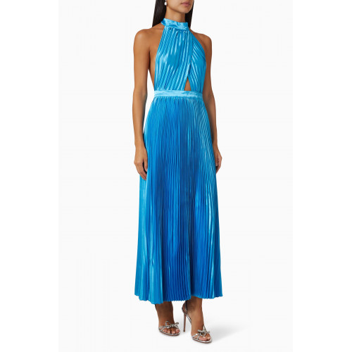 L'idee - Renaissance Pleated Maxi Dress Blue