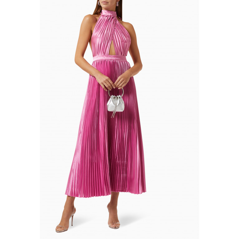 L'idee - Renaissance Pleated Midi Dress Pink