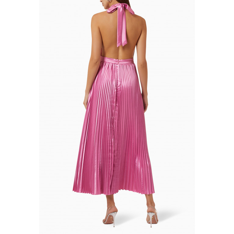 L'idee - Renaissance Pleated Midi Dress Pink