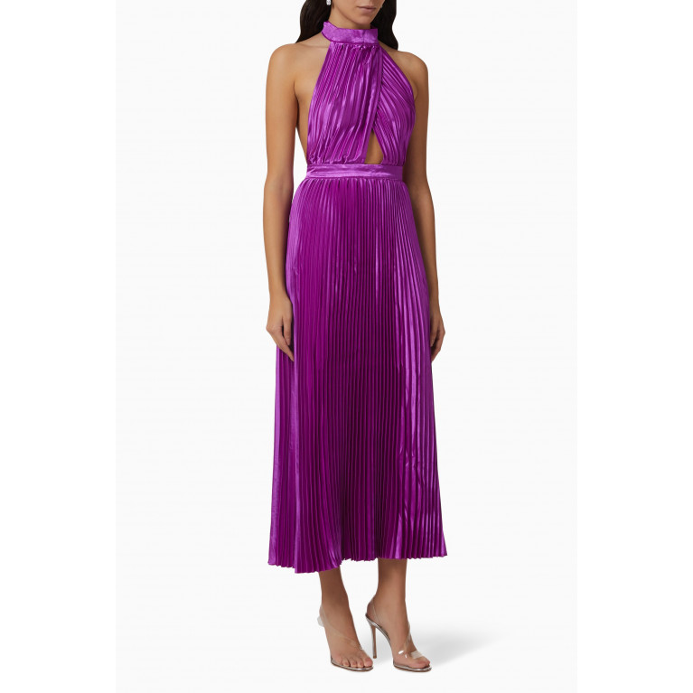 L'idee - Renaissance Pleated Midi Dress Purple