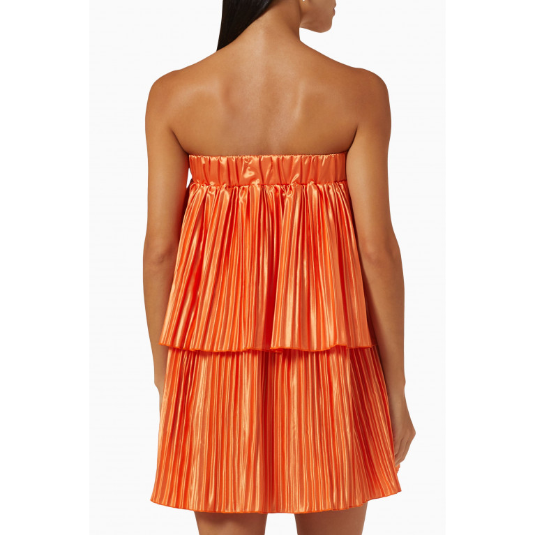 L'idee - Reveries Strapless Pleated Mini Dress Orange