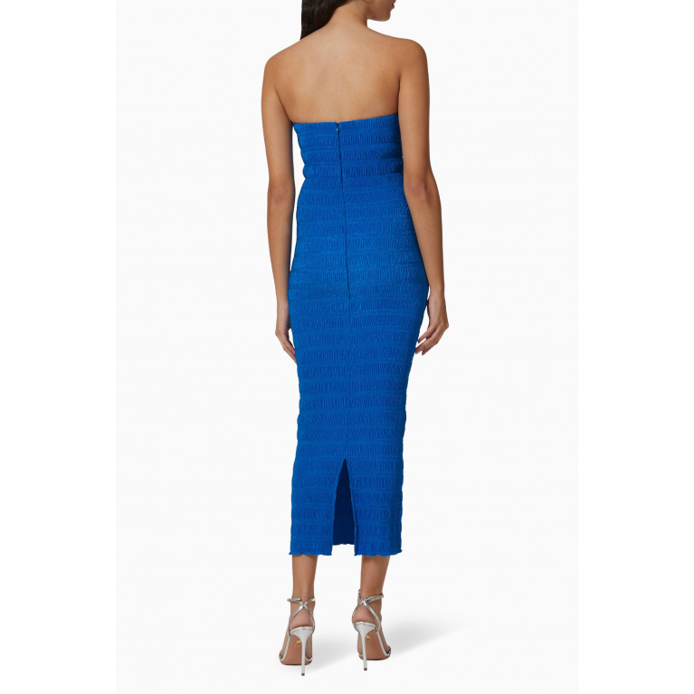 L'idee - Aurore Strapless Midi Dress Blue