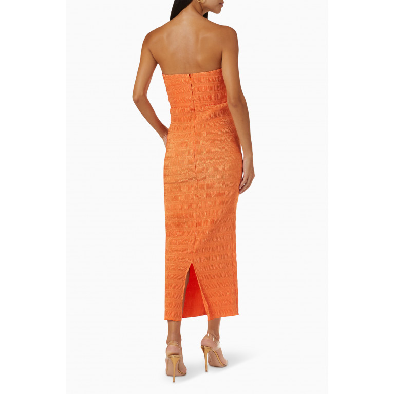 L'idee - Aurore Strapless Midi Dress Orange