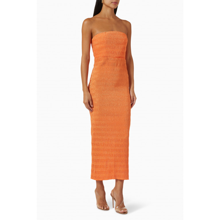 L'idee - Aurore Strapless Midi Dress Orange