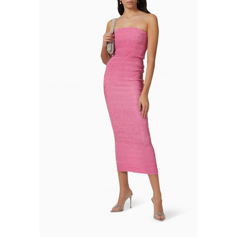 L'idee - Aurore Strapless Midi Dress Pink