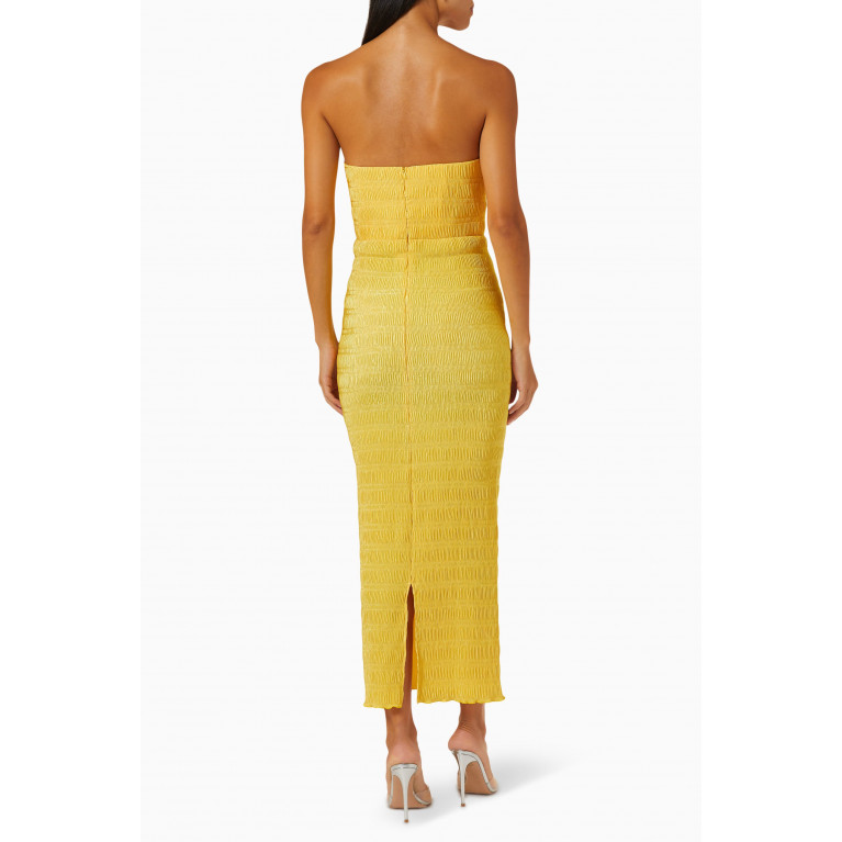 L'idee - Aurore Strapless Midi Dress Yellow