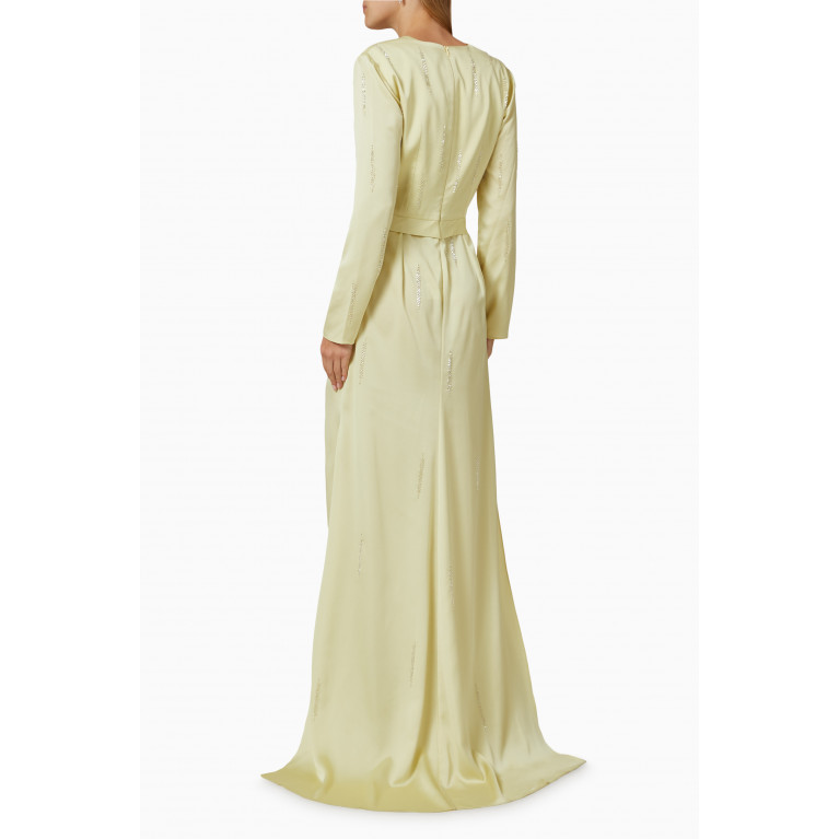 Museum of Fine Clothing - Plunge-neck Sequin-embellished Gown in Satin