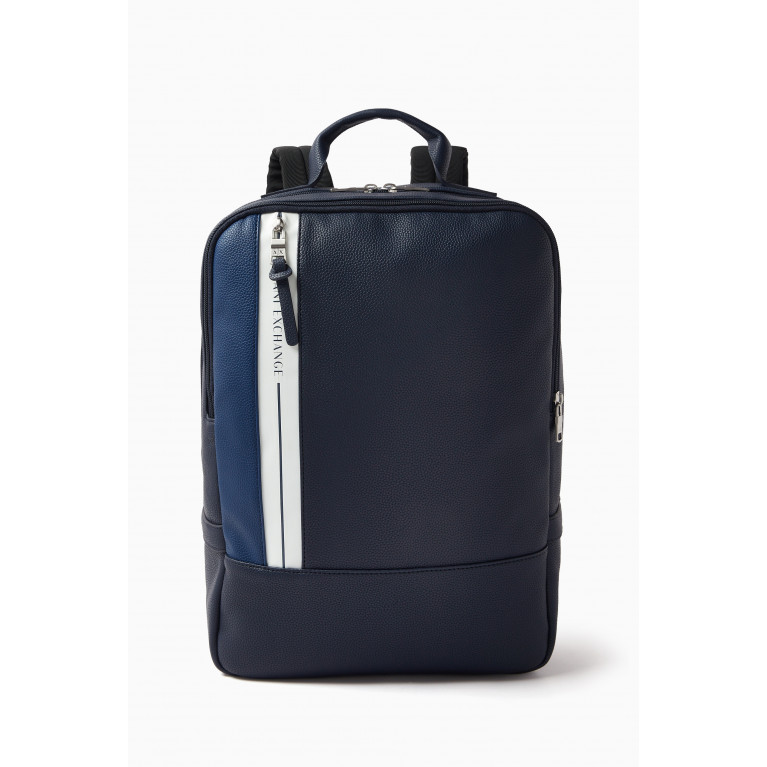 Armani Exchange - AX Logo Tape Backpack in Faux Leather Blue