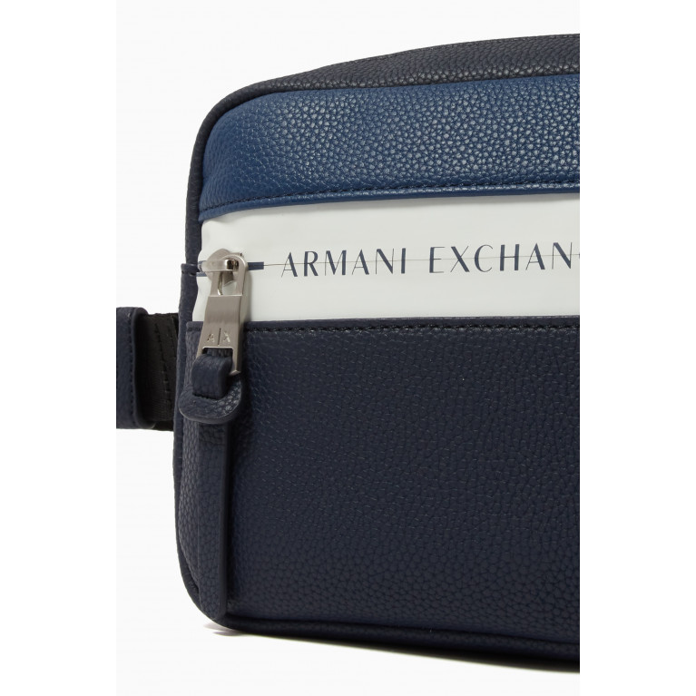 Armani - AE Logo Tape Belt Bag in Faux Leather Blue