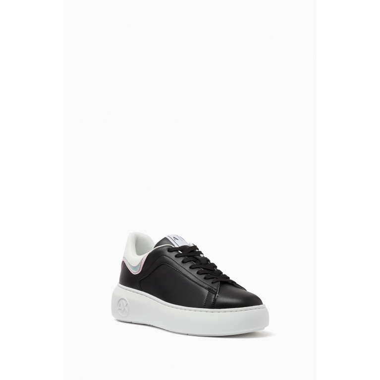 Armani - AX Low-top Platform Sneakers in Leather Black