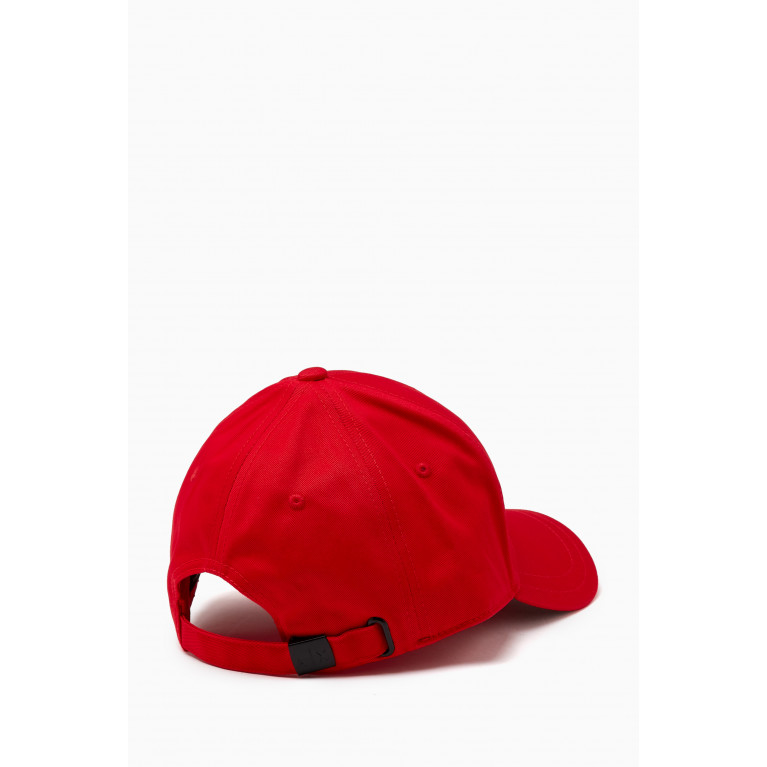Armani - AX Square Logo Baseball Cap in Cotton Gabardine Red