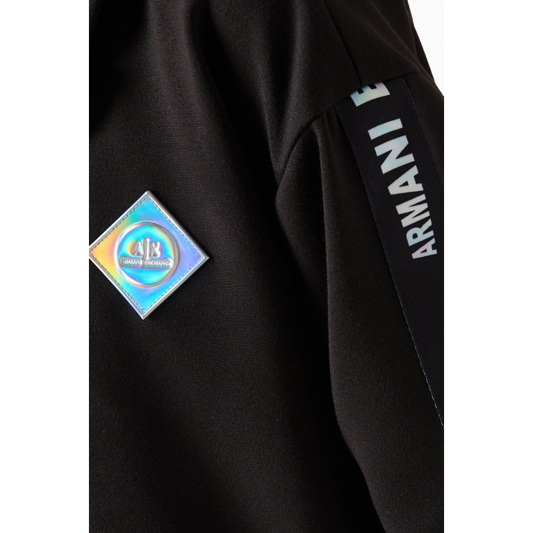 Armani Exchange - Hologram Logo Tape Hoodie in Cotton Jersey Black