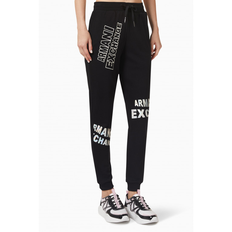 Armani Exchange - AE Password Logo Sweatpants in Cotton Black