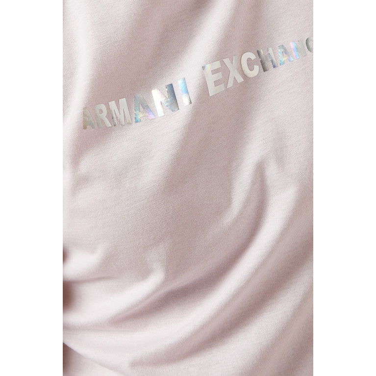 Armani Exchange - AE Hologram Logo T-shirt in Cotton Pink