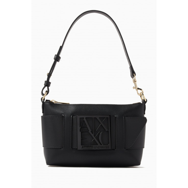 Armani - AX Shoulder Bag in Faux Leather Black